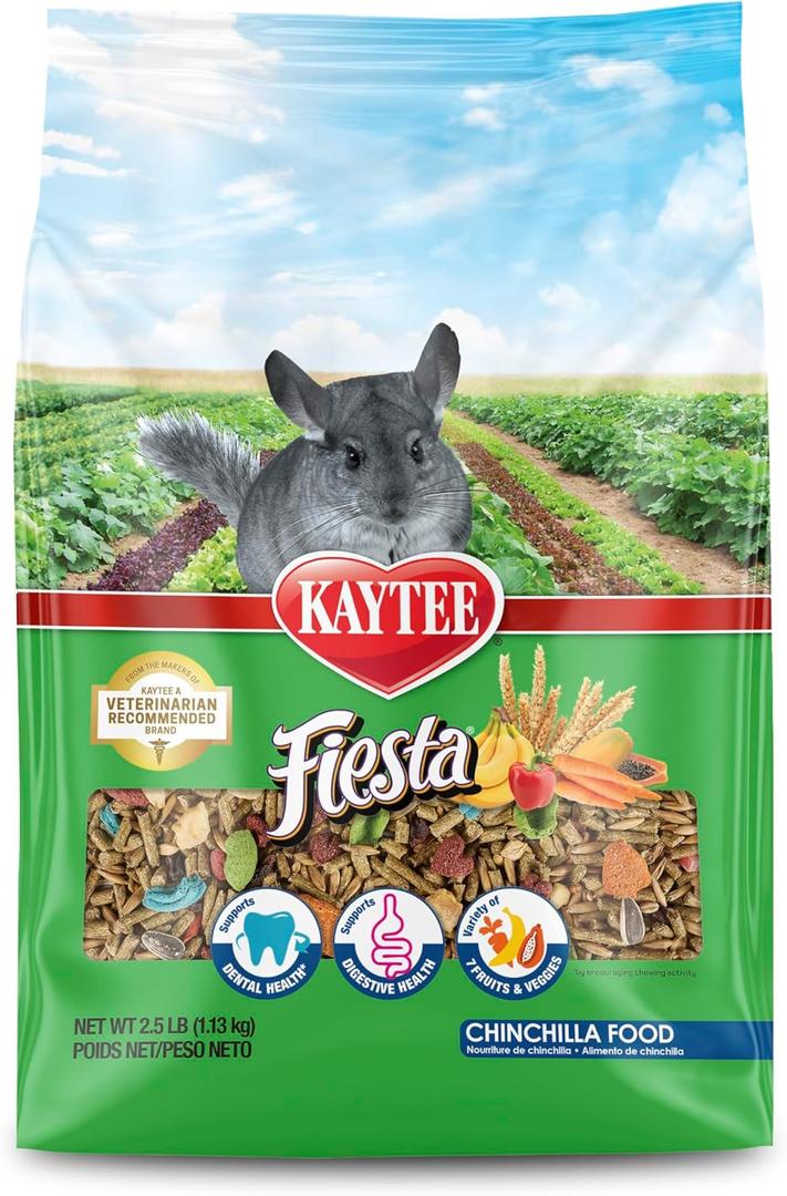 Kaytee Fiesta Chinchilla Food, Nutritious and Fun Blend, Supports Dental Health and Digestion, 2.5 pounds. BB Date 14 Nov 2026