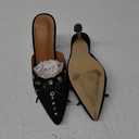 Bow Tie Heeled Mules for Women Pointy Studs Kitten Heels Dress Pumps Backless Stilettos Heels (6, Black)