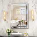 Pregaspor Frameless Bathroom Mirror - 20" x 30" Rectangular, Polished Beveled Edge for Washroom