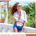 Fanny Packs for Women, Leather Fanny Pack Belt Bag for Women Men with 5 Zipper Pockets Adjustable Belts 4 Card Slots, White Fanny Pack Crossbody Fashion Waist Packs for Running Disney Hiking