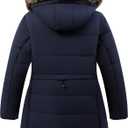 Women's Plus Size Parka Down Coat | Detachable Hood, Windproof, Waterproof, Winter Comfort, 1X, Navy