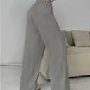 RoseSeek Women's Drawstring Elastic Waist Active Jogger Wide Leg Pants (Gray, L)
