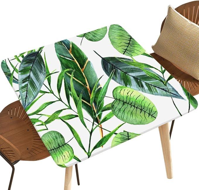 NYRTHUS Spandex Stretch Tablecloth Tropical Hawaii Leaves Palm Tree Pattern Fit for Square Table 24"x24",Folding Table Covers for Indoor Outdoor Events Style156