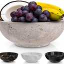 Gusto Nostro 8" Decorative Travertine Bowl for Coffee Table - Elegant Centerpiece, Aesthetic Fruit Bowl for Kitchen Counter - Heavy Stone Entryway Catch all, Jewelry, Potpourri - Travertine Decor