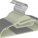 Heavy Duty Plastic Hangers 50 Pack with NonSlip Design,0.2 Inches Thick,360°Swivel Hook Space Saving Organizer for Bedroom Closet,Shirts,Pants,Strong Enough for Coat(Matcha Green S Shaped)