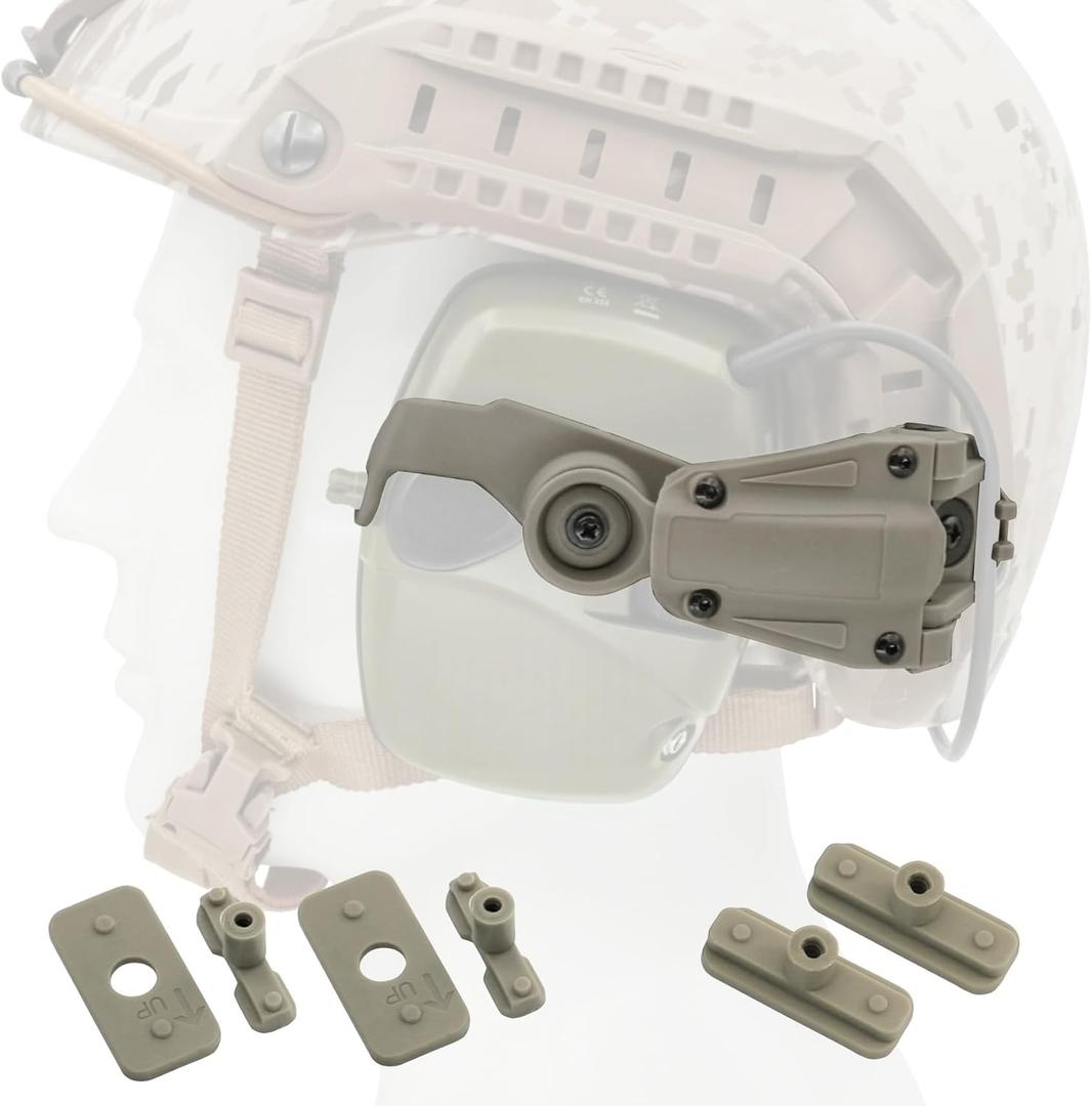 Tactical Helmet ARC Track Adapter for Tactical Electronic Shooting Earmuff Compatible Howard Leight Impact Sport Headset (Sand Color)