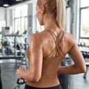 BMJL Womens Workout Tops Built in Bra Tank Top Sleeveless Yoga Gym Clothes (Brown, M)