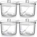 Patelai 4 Pieces Sugar Bowl Acrylic Clear Sugar Bowl with Lid and Salt Spoon Storage Jar with Airtight Lid for Salt, Tea, Spices, Herbs, Condiments(7.1 oz)
