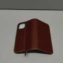 SHIELDON Case for iPhone 12 6.1", Genuine Leather Wallet Magnetic Book Protection Cover, Kickstand RFID Blocking Credit Card Holder Compatible with iPhone 12/12 Pro - Retro Coffee