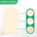 Metal Arch Backdrop Stand and Cover Set, 6.6FT Beige Reusable Spandex Fitted Backdrop Cover and Gold Wedding Arch Frame for Baby Shower, Birthday, Parties Decoration