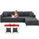 XINEAGE Sectional Couch Covers High Stretch 2 Pieces L Shape Sofa Cover with 2pcs Pillowcases Corner Couch slipcovers Chaise Cover with Elastic Bottom 3 Seats + 3 Seats (Gray)