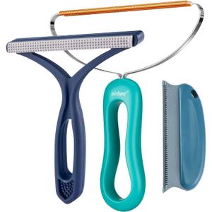 Pet Hair Remover 3-Pack, Dog Cat Hair Remover, Lint Shaver Cleaner Pro, Fur Removal Tool, Portable Carpet Scraper, Fuzz Rollers Hairball Brush for Carpets, Clothes, Car Mats, Couch, Pet Bed, Furniture