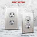 ENERLITES Elite Series Duplex Receptacle with Stainless Steel Metal Wall Plate, Tamper-Resistant Outlet, Commercial Grade, 15A 125V, UL Listed, 61580-TR-SV77PC, Silver with Polished Chrome Wall Plate