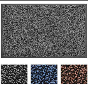 MATALL Home Entrance Door Mat - Microfiber Super Absorbent Mat Floor Mats with Durable Rubber Backing Indoor Low-Profile Doormats for House High Traffic Areas (35”x23.5”, Black&Grey)