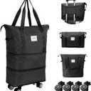 WOOMADA Rolling Duffel Bag With Wheels, Detachable Rolling Carry-On Luggage, Expandable Foldable Large Suitcase for Travel, Business, Camping, Gift for Parents, Spouse(black checkerboard)