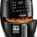 Gourmia Air Fryer - 6 Qt Large Capacity, FryForce 360, Digital Display with 12 Presets, Roast, Bake, Broil, Dehydrate, Dishwasher Safe Accessories, Black