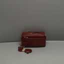 FashionPuzzle Triple Zip Small Crossbody Bag (Burgundy)