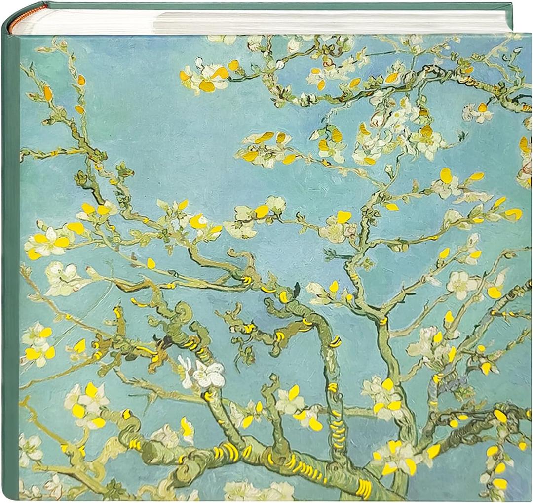 Van Gogh Almond Blossom Photo Album 4x6 with Writing Space 200 Pockets New Baby & Wedding Gift, Floral Memory Book for Blooming Life -Kuword