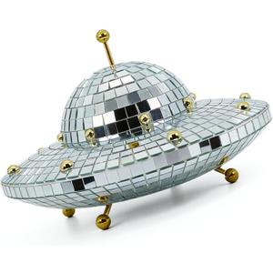 UFO-Shaped Disco Ball Home Dcor - Elevate Your Space with Retro-Reflective Silver Elegance