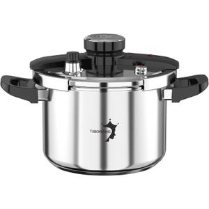TIBORANG 6.3 QT Stainless Steel Pressure Cooker, [Multi-Cooker for Gas & Induction Stove] [Saves 70% Cooking Time] [One-Hand Operation], Family Size for 2-3 People, Olla de Presion