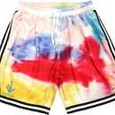 Men Basketball Shorts Graphic Mesh Drawstring Retro Sport Workout Gym Running Athletic Shorts (Medium, A014)