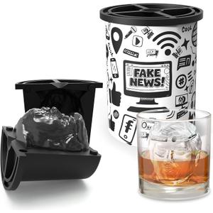 Clear Ice Cube Maker - Fake News - Funny Stainless Steel Whiskey & Cocktails & Bourbon Ice Cube Mold, Easy-Release Clear Ice Maker, Whiskey/Christmas/Birthday Gift for Men/Dad