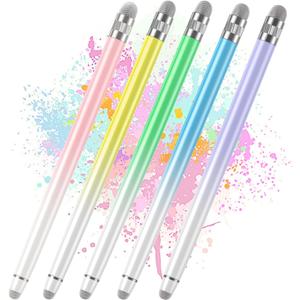 Bopomofo 5PCS Stylus Pens for Touch Screens, Stylus Pen for iPhone/iPad/Tablet Android/Microsoft/Surface, Compatible with Touch Screens (Purple/Pink/Blue/Green/Yellow)