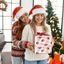 GIOLNIAY Football Wrapping Paper for Kids Adults - Holiday Gift Wrap with Pink Paper, Footballs and Red Bows - 4 Jumbo Sheets, 28" x 40" Each (32 sq. ft ttl), Easy to Store