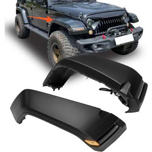 Front Fender Flares Fit for 20072017 Jeep Wrangler JK with Side Marker Lights and Turn Signals 2-Piece Set of Matte Black Textured Off-Road Fender Flares