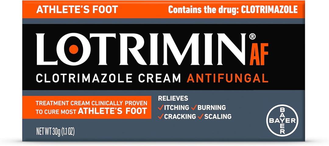 Lotrimin AF Cream, Athlete's Foot 1% Clotrimazole Antifungal Cream Treatment, Clinically Proven Effective, 1.1 Ounce (New Look)