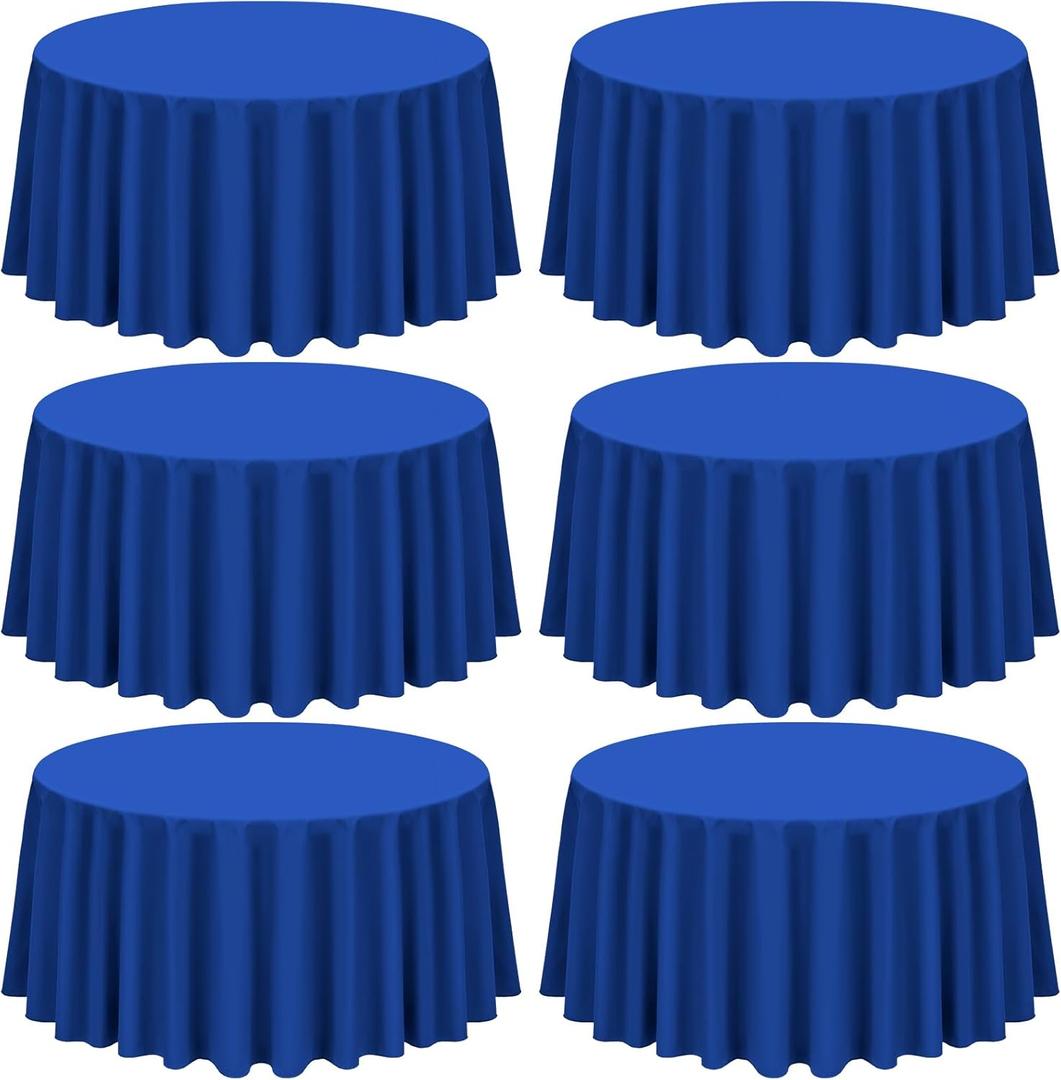 6 Pack Royal Blue Round Tablecloth - 120 Inch Polyester Table Cloth - Washable Decorative Fabric Table Covers for Wedding, Dining, Party, Banquet