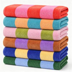 FYSUIMU 6Pcs Multicolored Stripe Oversized Beach Towels Absorbent Bath Pool Towels Turkish Style Towel for Summer Travel Swimming Bathroom Shower Supplies, 74 x 38 Inch