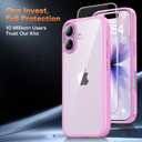 TAURI for iPhone 17 Case, Anti-Yellowing with Screen Protector, Military-Grade Protection Shockproof Slim Phone Case for iPhone 17, Pink