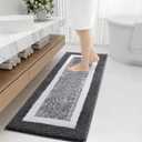 OLANLY Bathroom Rugs 47x20", Extra Soft and Absorbent Microfiber Bath Mat, Non-Slip, Machine Washable, Quick Dry Shaggy Bath Carpet, Suitable for Bathroom Floor, Tub, Shower (Runner, Dark Grey)