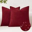 Kevin Textile Valentines Decorative Pillow Covers Burgundy 24x24 Inch Pack of 2 Soft Boucle Textured Waterproof Euro Pillowcases Elegant Pillows for Couch Sofa Chair Bed Home Decor Indoor Outdoor