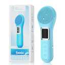 WOVAZUS Facial Cleansing Brush, IPX7 Waterproof Rechargeable Silicone Face Scrubber, 5 Cleansing Modes Face Brush for Face Exfoliator, Exfoliating and Massaging Face Scrubber Exfoliator -Sky Blue