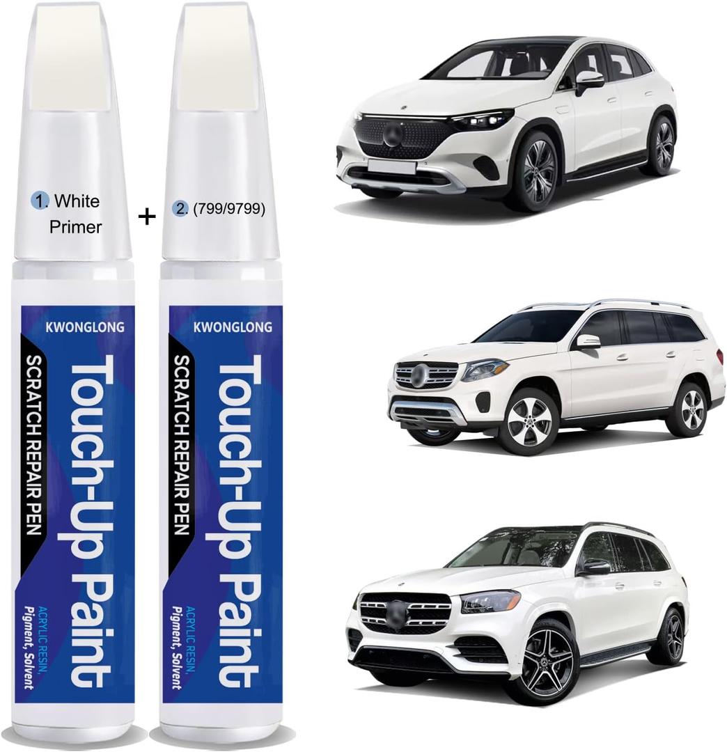 Diamond White 799/9799 Touchup Paint Compatible with Mercedes-Benz, 2-in-1 Scratch Repair Pen Exact Color Match, Car Scratch Repair Pen