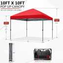Abccanopy Outdoor Easy Pop up Canopy Tent 10x10 with 4 Sandbags, Red