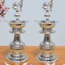 German Silver 8 x 3.5 Inch Traditional Diya for Home Temple Pooja Diya K3135