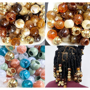 120Pcs Hair Beads for Braids Large Hole African Hair Bead for Women for Large Braids 14mm Brown Jumbo Pony Beads for Braiding Jewelry Making Macrame Crafts Assorted Colors Beading Supplies