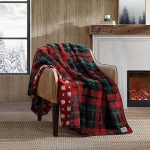 Eddie Bauer - Throw Blanket, Ultra-Soft & Reversible Plush Bedding, Throw Blanket for Couch & Bed (Trailhead Plaid Red, 60" x 70")