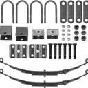 Single Trailer Leaf Spring 4 Leaf Double Eye 1750 lbs Cap for 3500 lbs Axle Suspension, Hanger & U-Bolt kit 25-1/4" Length fits for SW4B, Round Trailer Axles- Set 2