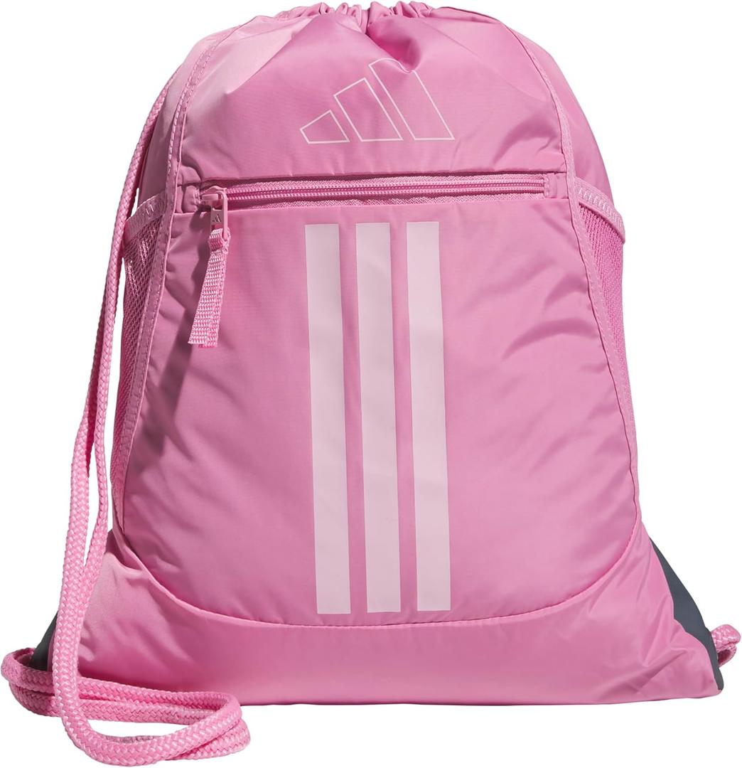 adidas Alliance Sackpack  Drawstring Backpack for Sports, Small Gym Bag (One Size, Tropic Bloom/Clear Pink/3)