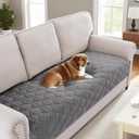 H.VERSAILTEX Couch Cover Chenille Pet Fuzzy Sofa Covers for 3 Cushion Couch Anti Slip Washable Sofa Slipcovers with Strap Soft Couch Protector Cover for Dogs Cats Kids(36" x 82", Light Grey)
