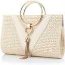 YYW Summer Beach Straw Evening Bag,Straw Clutch Purse Straw Handbag Shoulder Bag Top-handle Bag