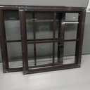 2 Pack 14" x 21" Brown Shed Window with Tempered Glass and Fiberglass Screen Household Sliding Windows with Screws for Shed, Chicken Coop, Playhouse, Garage and Barns