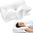 Cervical Neck Pillow for Pain Relief, Adjustable Ergonomic Memory Foam Pillow for Neck and Shoulder Pain, Orthopedic Contour Support Pillows for Side Sleepers, Pure White