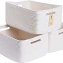 Large Storage Baskets for Shelves, Closet Organizers Bins for Clothes Blanket Towels, Baby Nursery, Toy Baskets Box, Woven Rope Baskets, 17 x 13 x 7.5, 3 Packs Off White