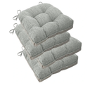 ELFJOY Chair Cushions for Dining Chairs Set of 4 Office Chair Cushion 80cm x 60cm Inches Kitchen Chair Pads Soft and Comfortable Seat Cushion with Ties and Non Slip Backing,Light Grey