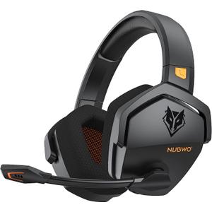 NUBWO Wireless Gaming Headset with Mic for Ps5 Ps4 PC, Zero Interference, 100-Hour Battery All-Day Play, 23ms Sync for Fortnite & Call of Duty/FPS Gamers, Triple Mode All Devices Compatible - Orange